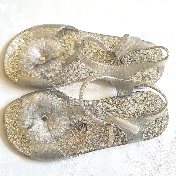 Old Navy Lot of (2) Pair Glitter Jelly Sandals Blue & Silver Toddler Girl 11 - Picture 9 of 11